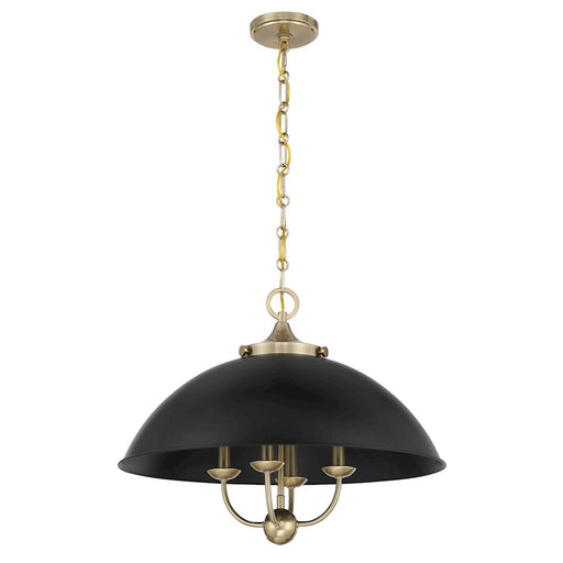 Savoy House Monterey 4 Light Pendant, Matte Black and Warm Brass