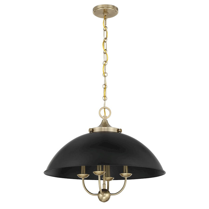 Savoy House Monterey 4 Light Pendant, Matte Black and Warm Brass