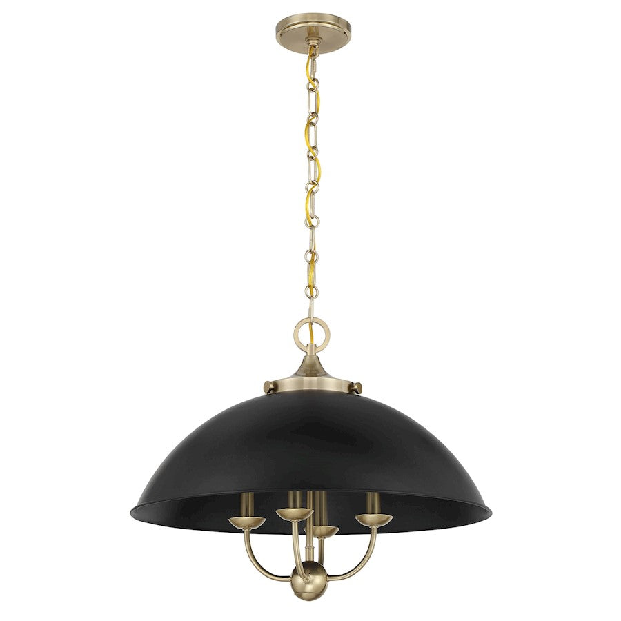 Savoy House Monterey 4 Light Pendant, Matte Black and Warm Brass