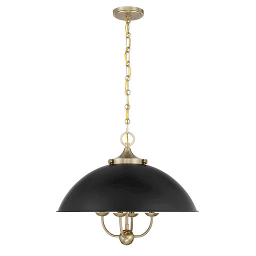 Savoy House Monterey 4 Light Pendant, Matte Black and Warm Brass