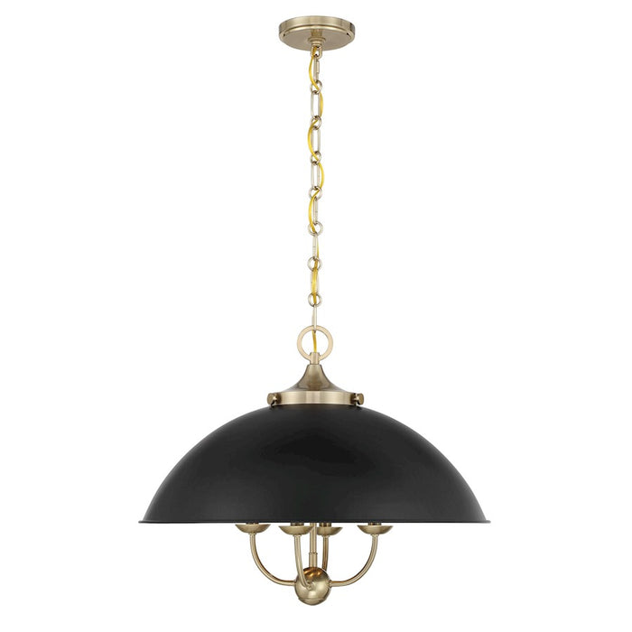 Savoy House Monterey 4 Light Pendant, Matte Black and Warm Brass