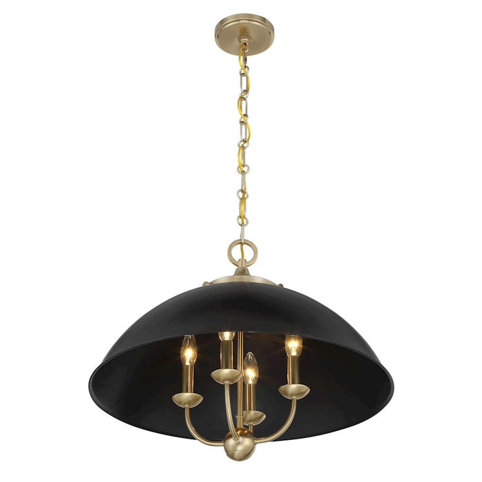 Savoy House Monterey 4 Light Pendant, Matte Black and Warm Brass