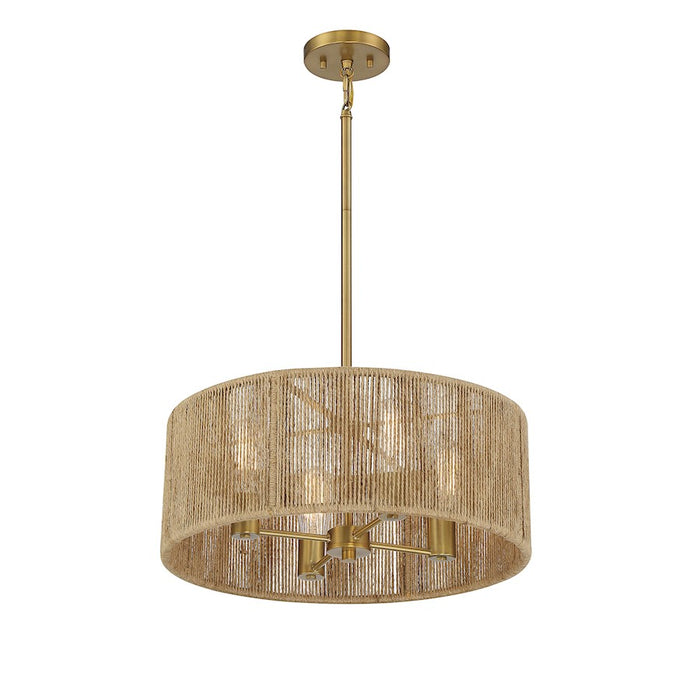 Savoy House Ashe 4-Light Pendant, Warm Brass/Rope