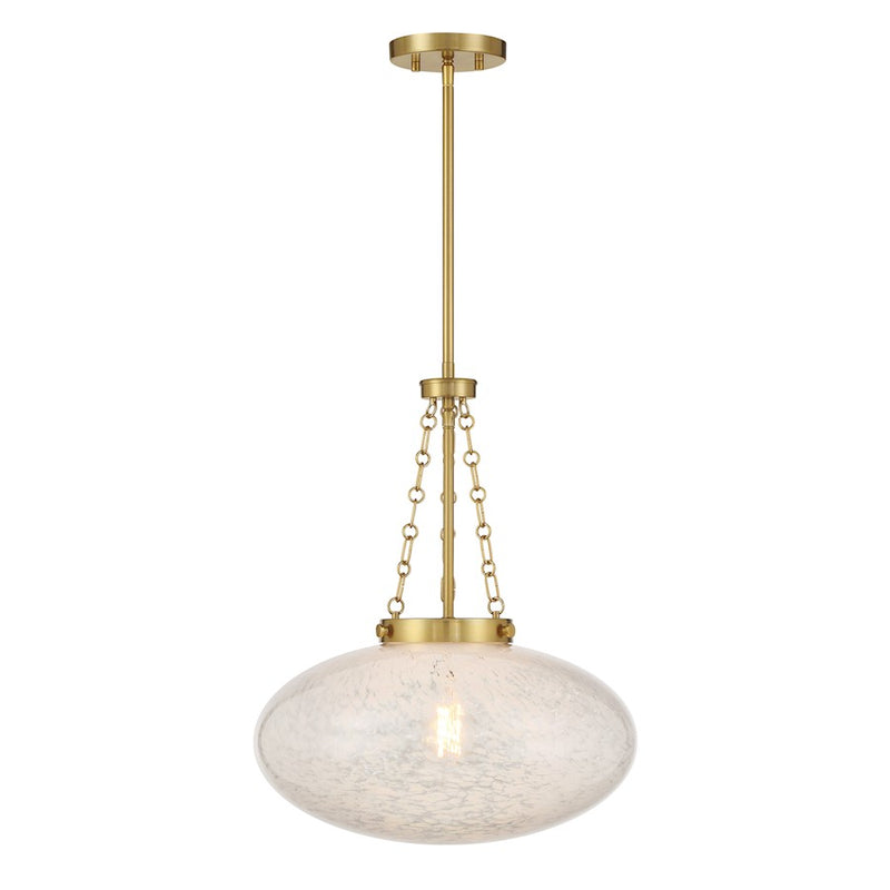 Savoy House Willow 1 Light Pendant, Warm Brass/White Cloud
