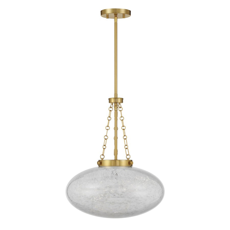 Savoy House Willow 1 Light Pendant, Warm Brass/White Cloud