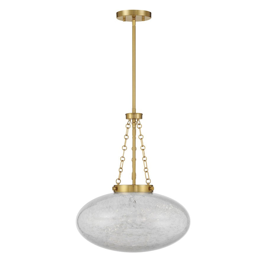Savoy House Willow 1 Light Pendant, Warm Brass/White Cloud