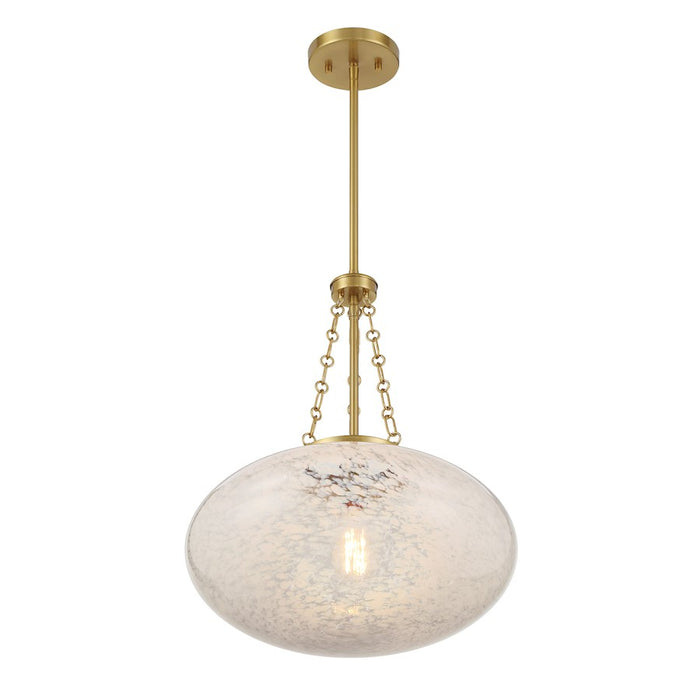 Savoy House Willow 1 Light Pendant, Warm Brass/White Cloud