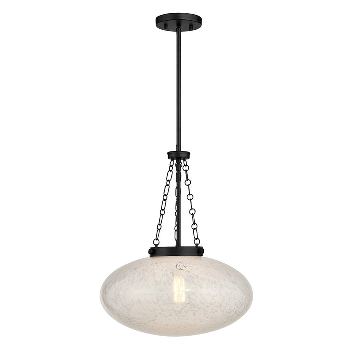 Savoy House Willow 1 Light Pendant, Matte Black/White Cloud - 7-1740-1-89