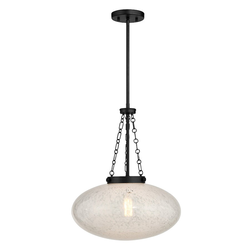 Savoy House Willow 1 Light Pendant, Matte Black/White Cloud