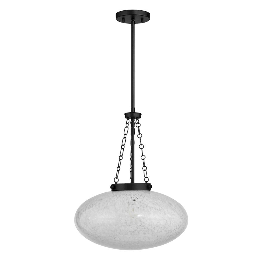 Savoy House Willow 1 Light Pendant, Matte Black/White Cloud