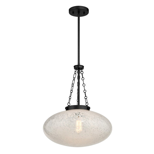 Savoy House Willow 1 Light Pendant, Matte Black/White Cloud