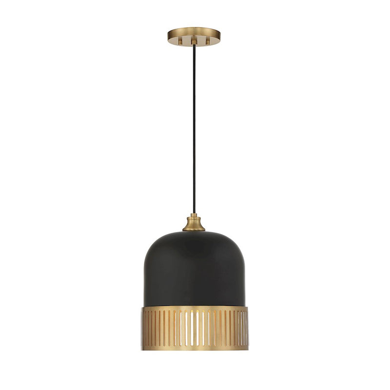 Savoy House Eclipse 1 LightÂ Pendant, Matte Black/Warm Brass
