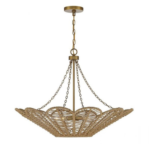 Savoy House Cyperas 5-Light Pendant, Warm Brass/Rope - 7-1825-5-320