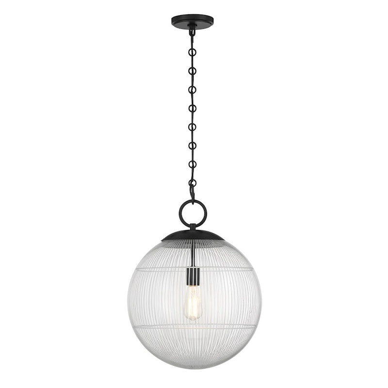Savoy House Cabot 1 Light Pendant, Matte Black/Segmented