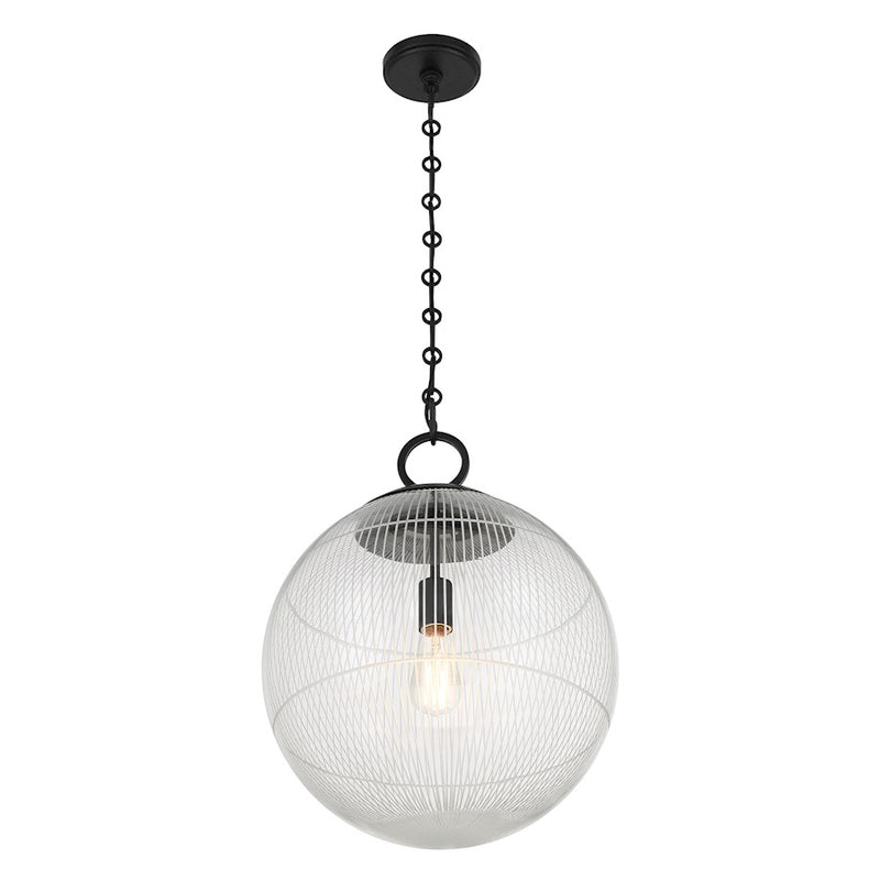 Savoy House Cabot 1 Light Pendant, Matte Black/Segmented