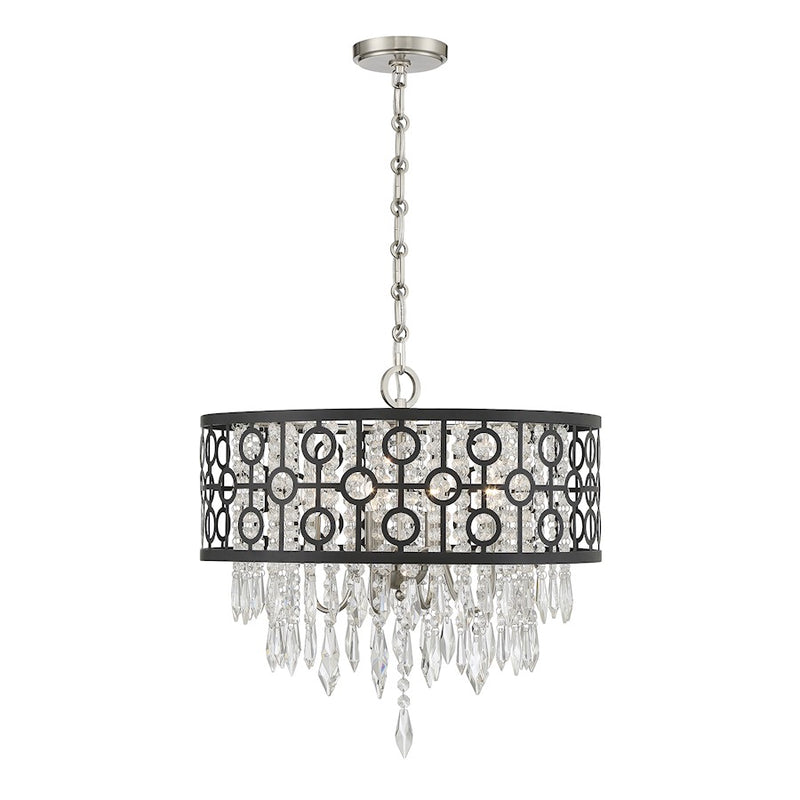 Savoy House Rory 4-Light Pendant, Matte Black/Satin Nickel