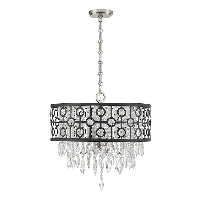 Savoy House Rory 4-Light Pendant, Matte Black/Satin Nickel