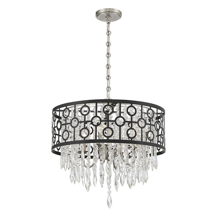 Savoy House Rory 4-Light Pendant, Matte Black/Satin Nickel