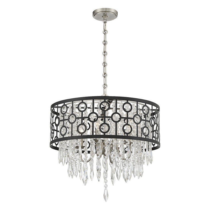 Savoy House Rory 4-Light Pendant, Matte Black/Satin Nickel