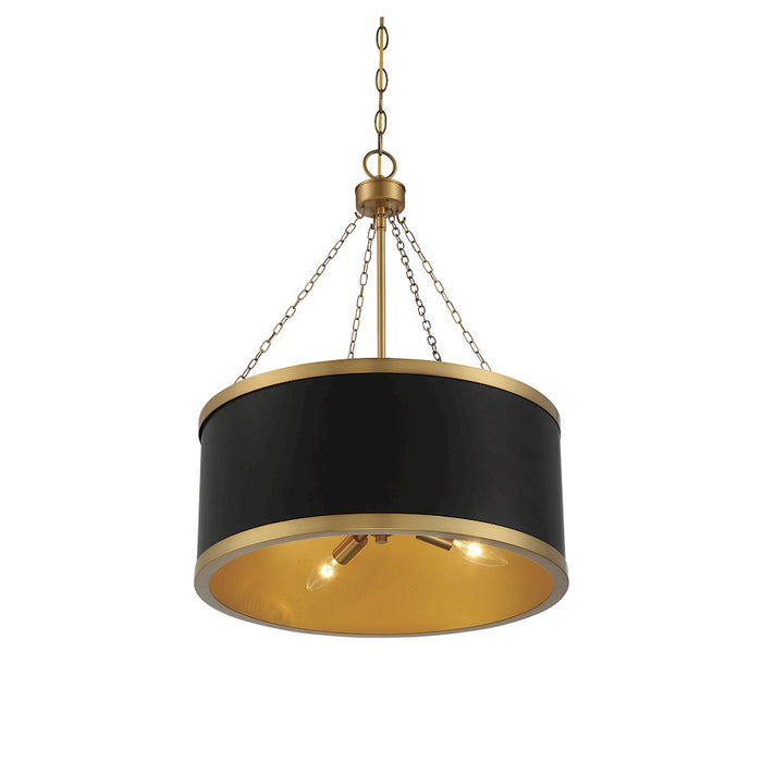 Savoy House Delphi 6-Light Pendant, Matte Black/Warm Brass Accents