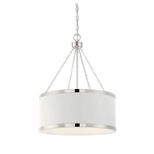 Savoy House Delphi 6-Light Pendant, White/Polished Nickel Acccents