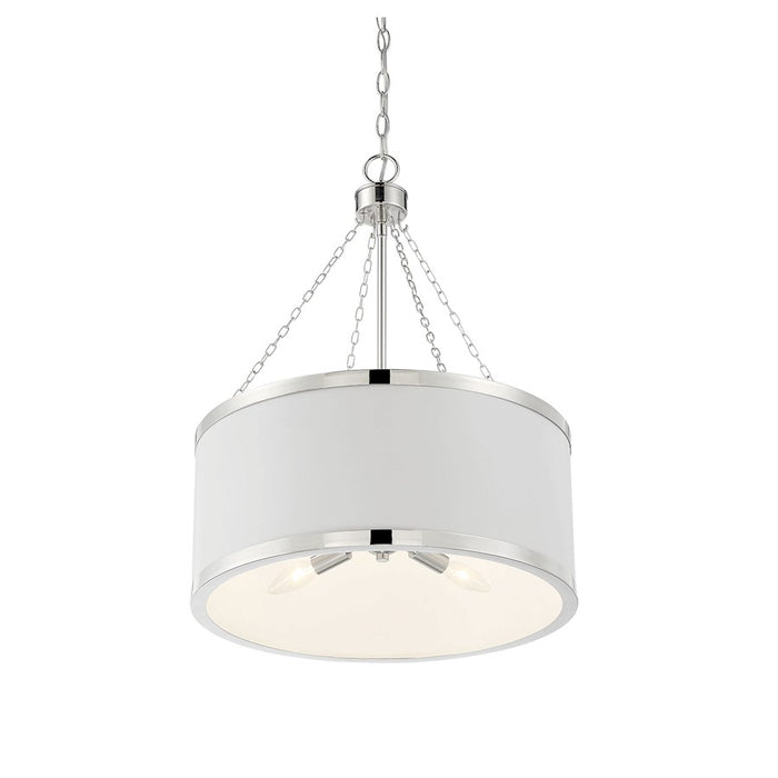 Savoy House Delphi 6-Light Pendant, White/Polished Nickel Acccents