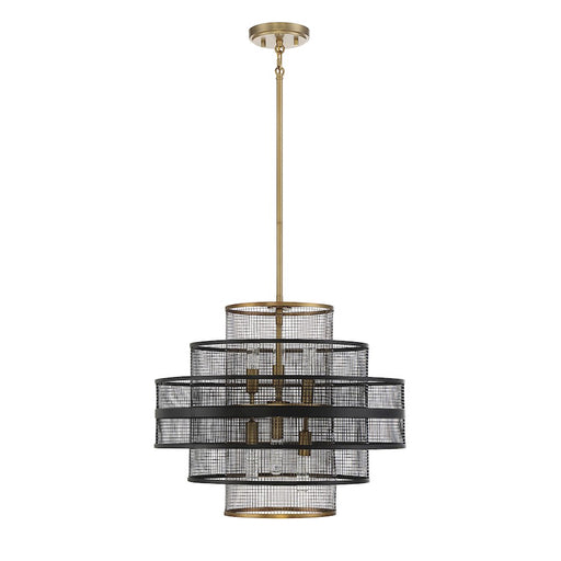 Savoy House Kelvin 6-Light Pendant, Matte Black/Warm Brass
