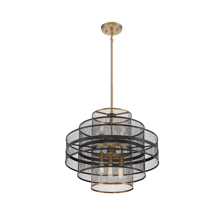 Savoy House Kelvin 6-Light Pendant, Matte Black/Warm Brass