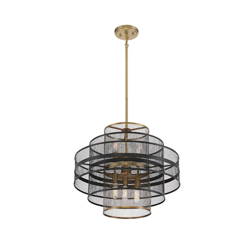 Savoy House Kelvin 6-Light Pendant, Matte Black/Warm Brass