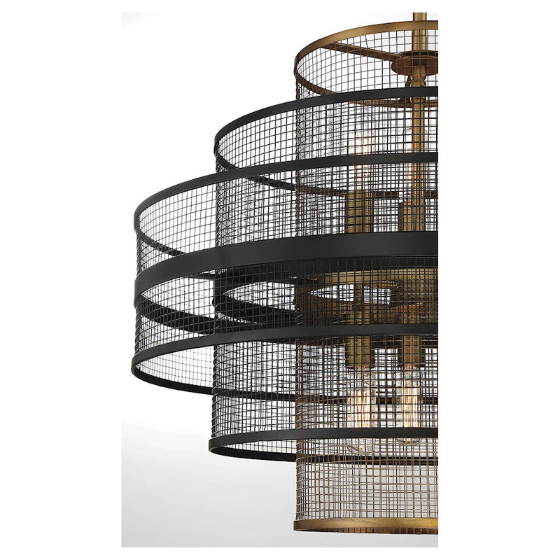 Savoy House Kelvin 6-Light Pendant, Matte Black/Warm Brass