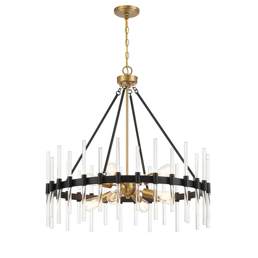 Savoy House Santiago 8 Light Pendant, Black/Brass Accents - 7-1937-8-143