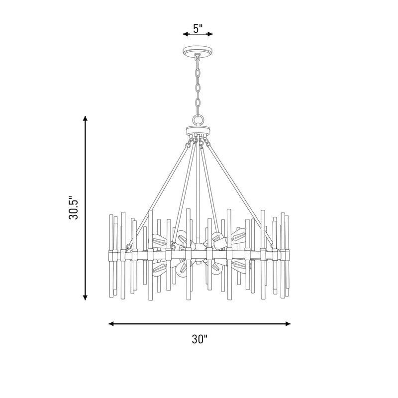 Savoy House Santiago 8 Light Pendant, Black/Brass Accents