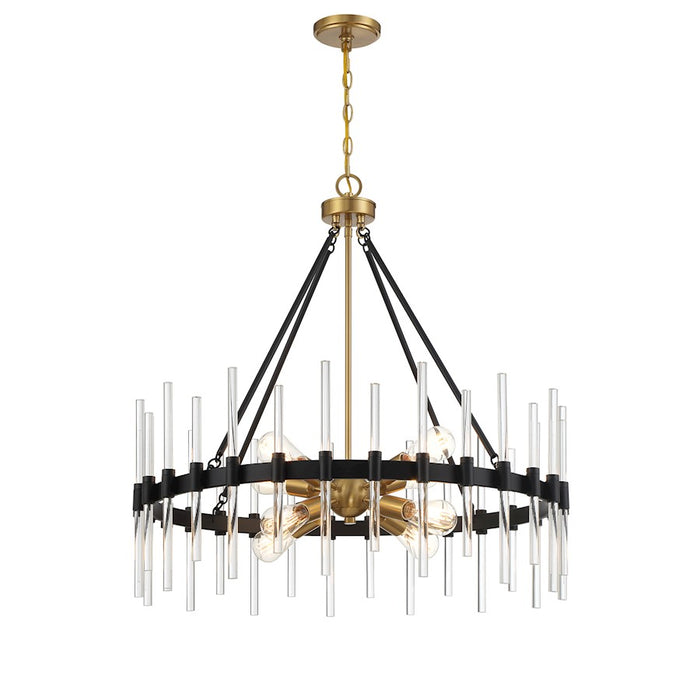 Savoy House Santiago 8 Light Pendant, Black/Brass Accents