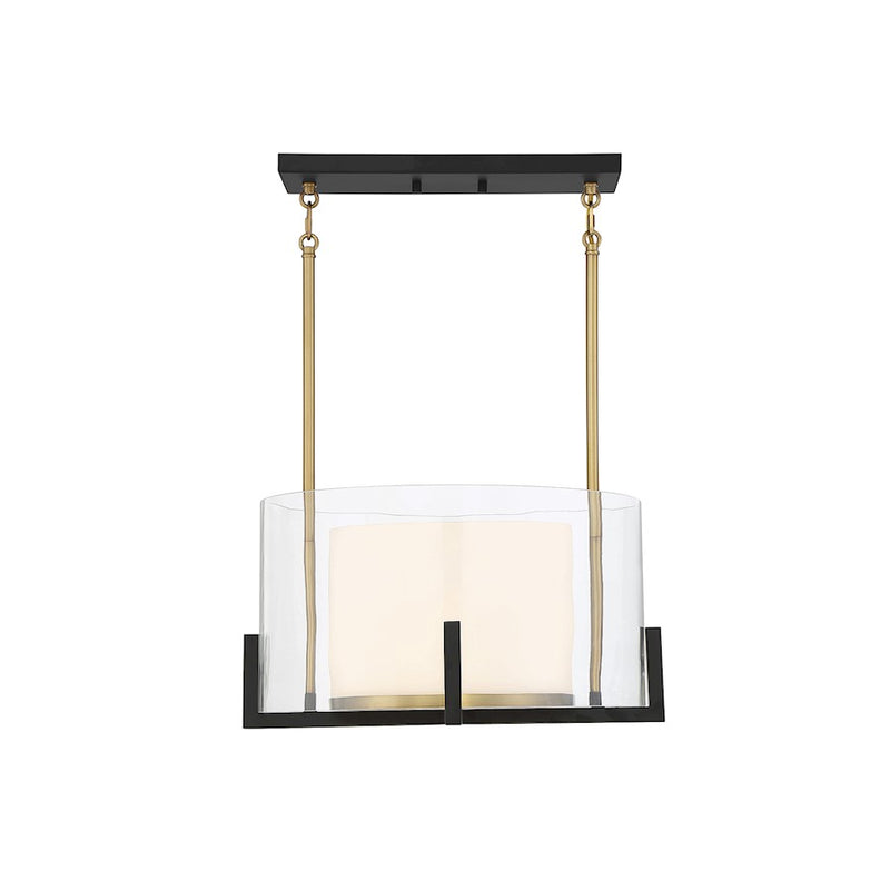 Savoy House Eaton 1-Light Pendant, Matte Black/Warm Brass Accents