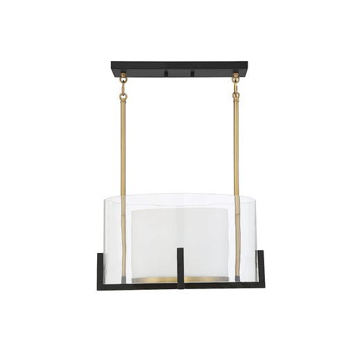 Savoy House Eaton 1-Light Pendant, Matte Black/Warm Brass Accents
