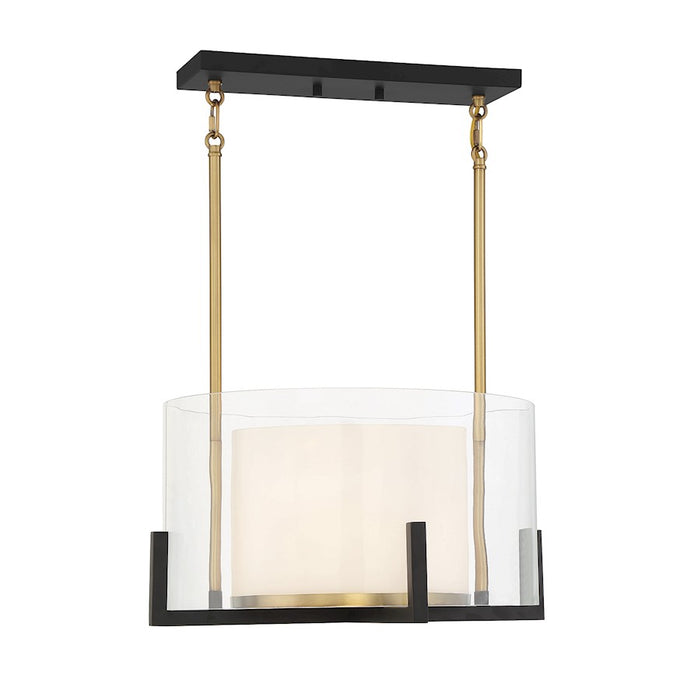 Savoy House Eaton 1-Light Pendant, Matte Black/Warm Brass Accents