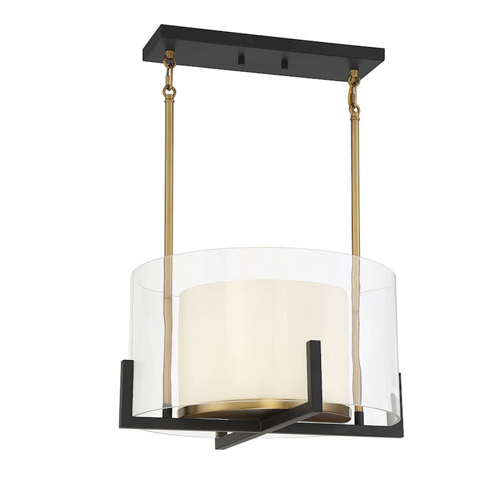 Savoy House Eaton 1-Light Pendant, Matte Black/Warm Brass Accents