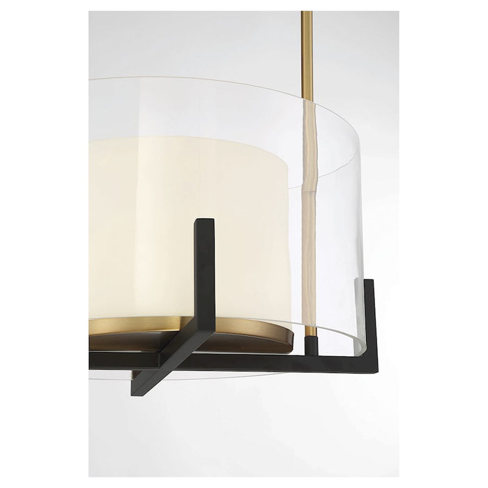 Savoy House Eaton 1-Light Pendant, Matte Black/Warm Brass Accents