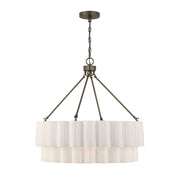 Savoy House Tucker 26in 4-Light Pendant | Soft Modern Mediterranean Bronze and White Pleated Fabric | Dining Room & Living Room | 26 in | Model 7-1999-4-15