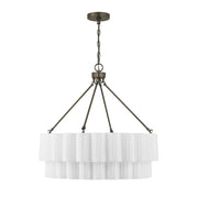 Savoy House Tucker 26in 4-Light Pendant | Soft Modern Mediterranean Bronze and White Pleated Fabric | Dining Room & Living Room | 26 in | Model 7-1999-4-15