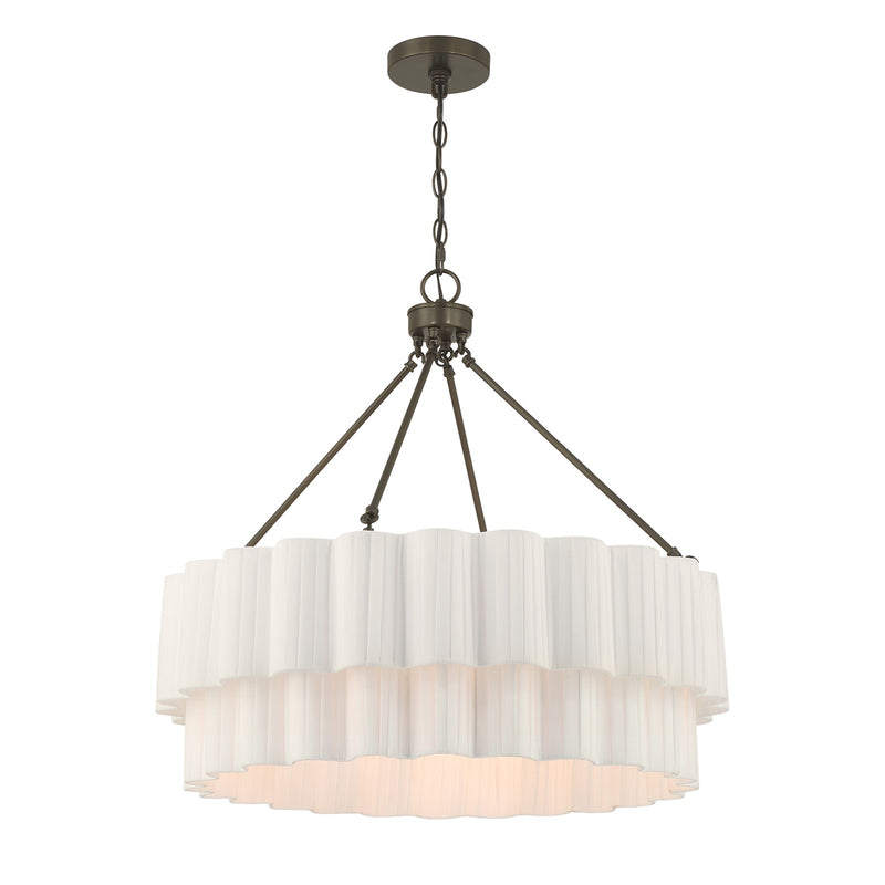 Savoy House Tucker 26in 4-Light Pendant | Soft Modern Mediterranean Bronze and White Pleated Fabric | Dining Room & Living Room | 26 in | Model 7-1999-4-15