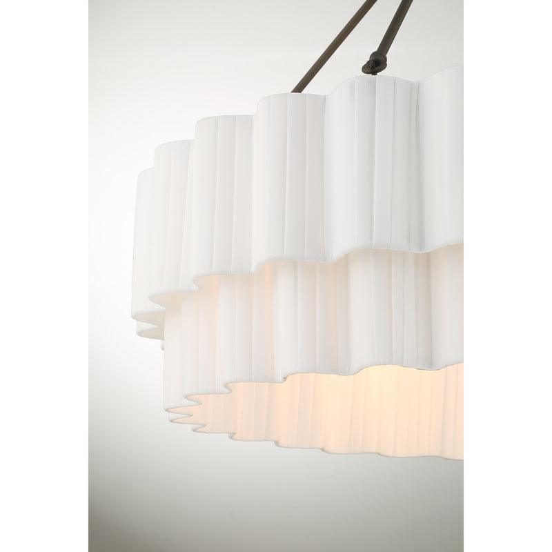 Savoy House Tucker 26in 4-Light Pendant | Soft Modern Mediterranean Bronze and White Pleated Fabric | Dining Room & Living Room | 26 in | Model 7-1999-4-15