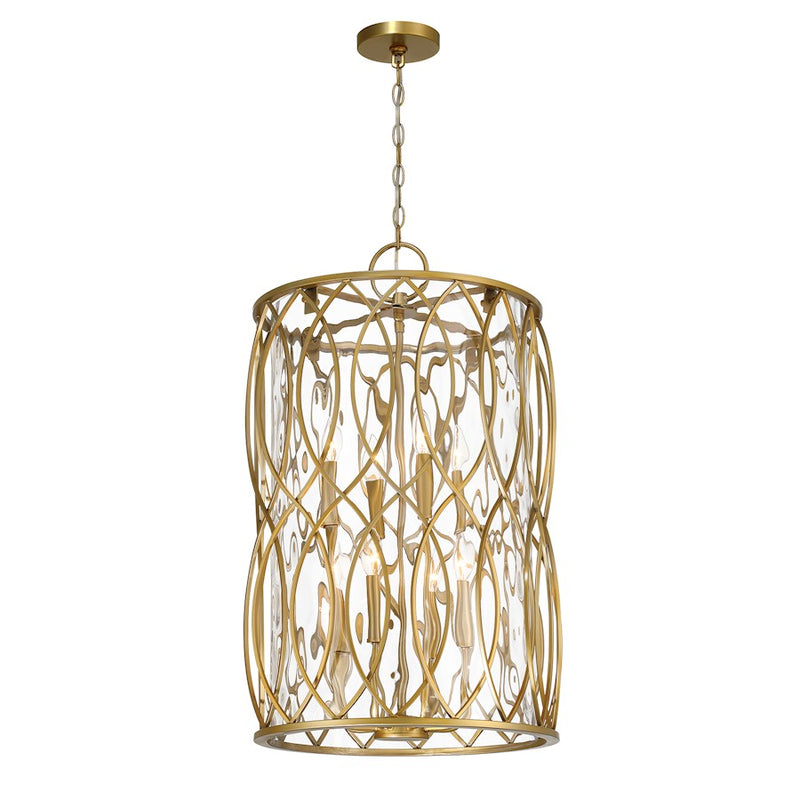 Savoy House Snowden 8 Light Pendant, Burnished Brass/Glacier