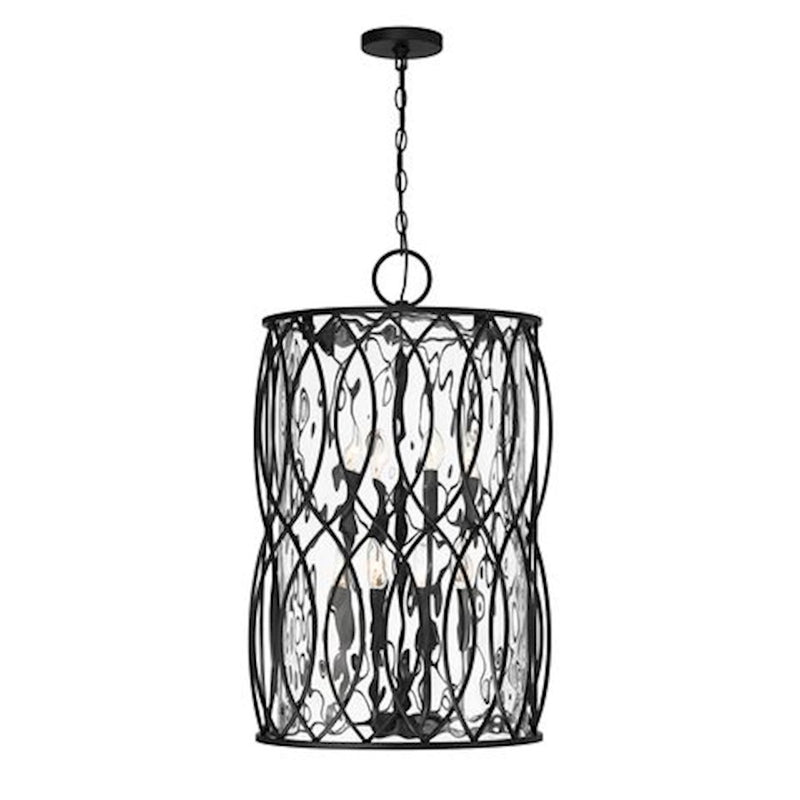 Savoy House Snowden 8 Light Pendant, Matte Black/Glacier