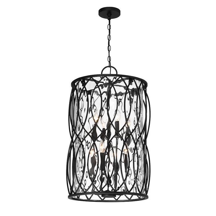 Savoy House Snowden 8 Light Pendant, Matte Black/Glacier