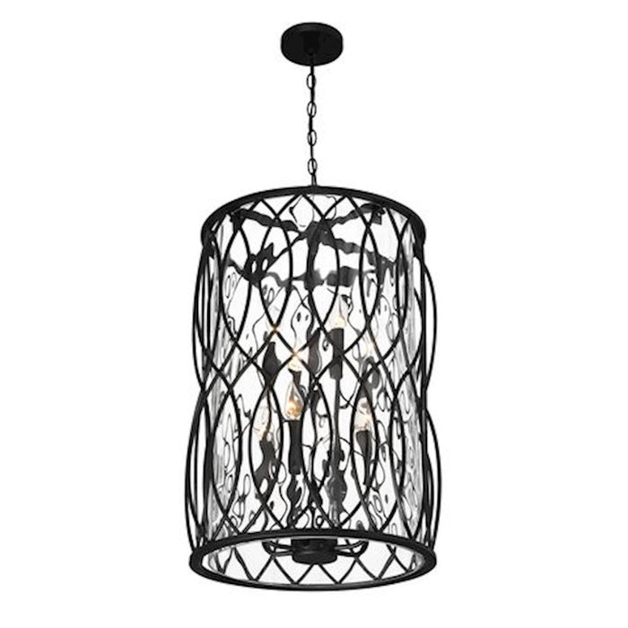 Savoy House Snowden 8 Light Pendant, Matte Black/Glacier