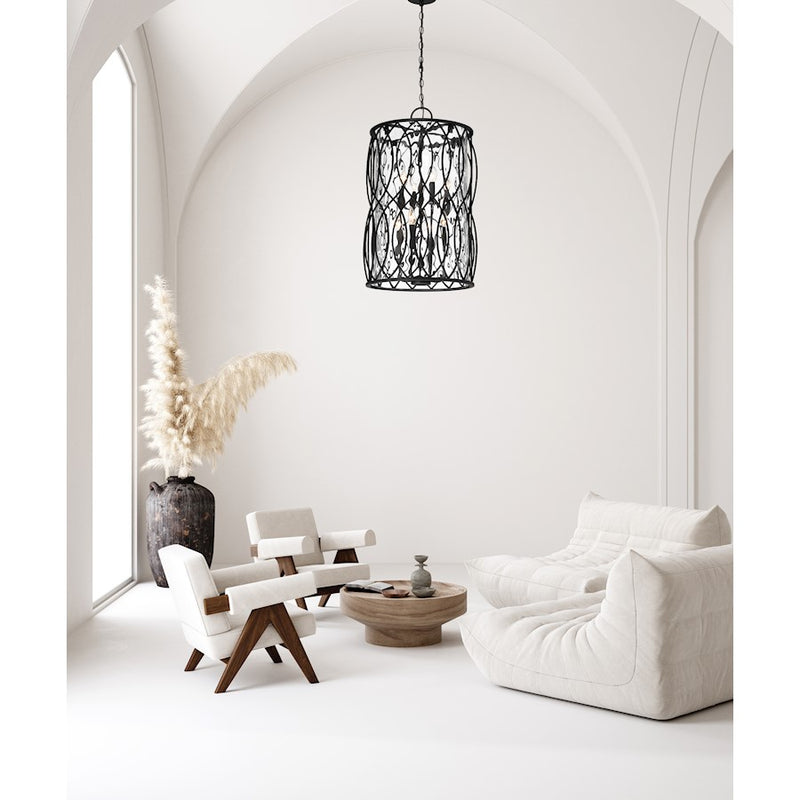 Savoy House Snowden 8 Light Pendant, Matte Black/Glacier