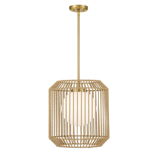 Savoy House Pastis 1 Light Pendant, Warm Brass/White - 7-2040-1-322