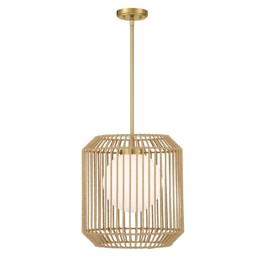 Savoy House Pastis 1 Light Pendant, Warm Brass/White - 7-2040-1-322