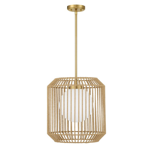 Savoy House Pastis 1 Light Pendant, Warm Brass/White